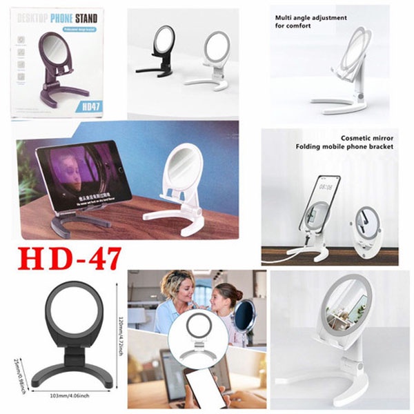 Holder Handphone + Cermin Makeup HD47 Portable Dudukan Hp Meja