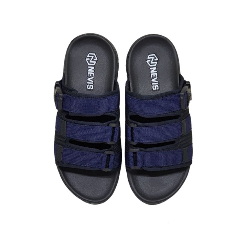 NEVIS NVS 09 Sandal Slop Casual Pria Sendal Distro Kasual Selop Outdoor Cowok Slip On-HITAM -  NAVY