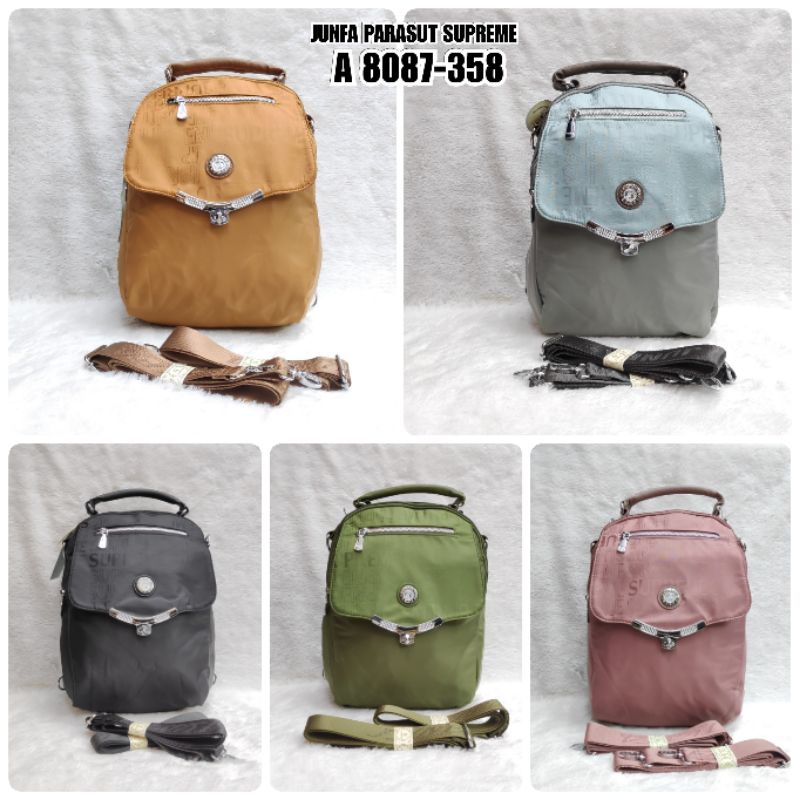 TAS RANSEL JUNFA MULTIFUNGSI 8087-358 BAHAN PARASUT BISA SELEMPANG