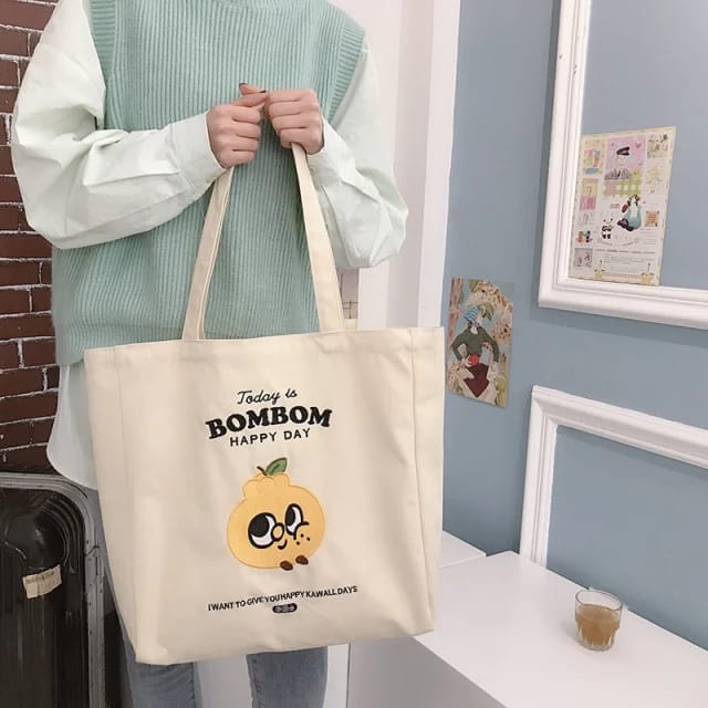 TOTEBAG KANVAS WANITA BIG TOTE BOMBOM