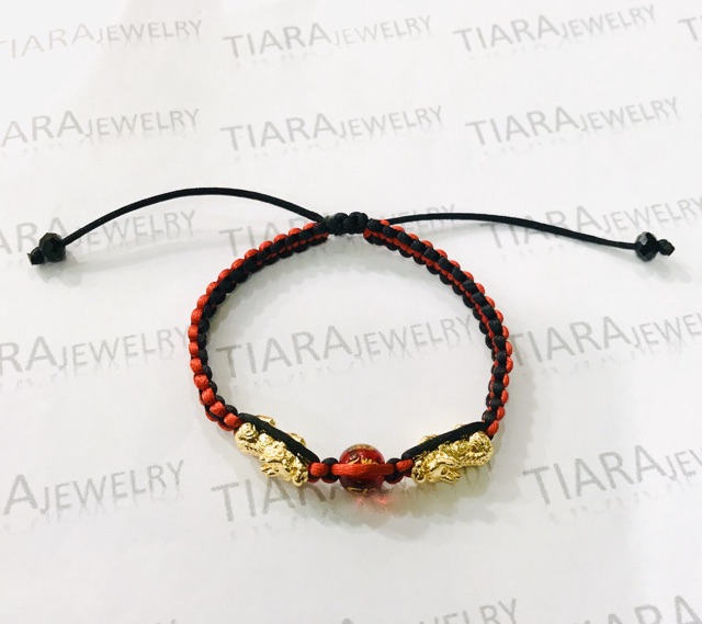 Gelang pixiu naga emas tali rajut