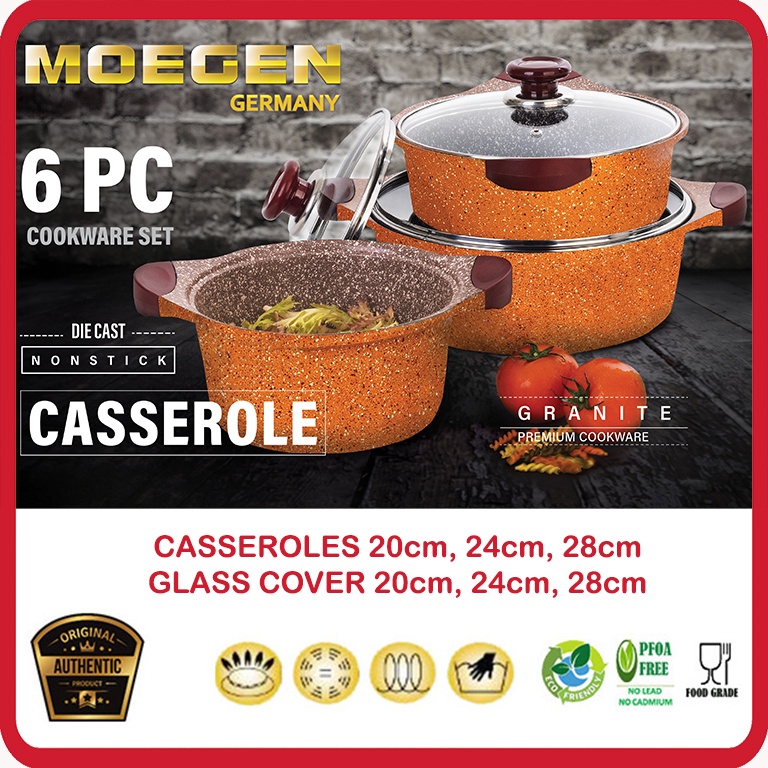 ORIGINAL MOEGEN Germany casserole set / moegen 6 pcs casserole pot granite series anti lengket original