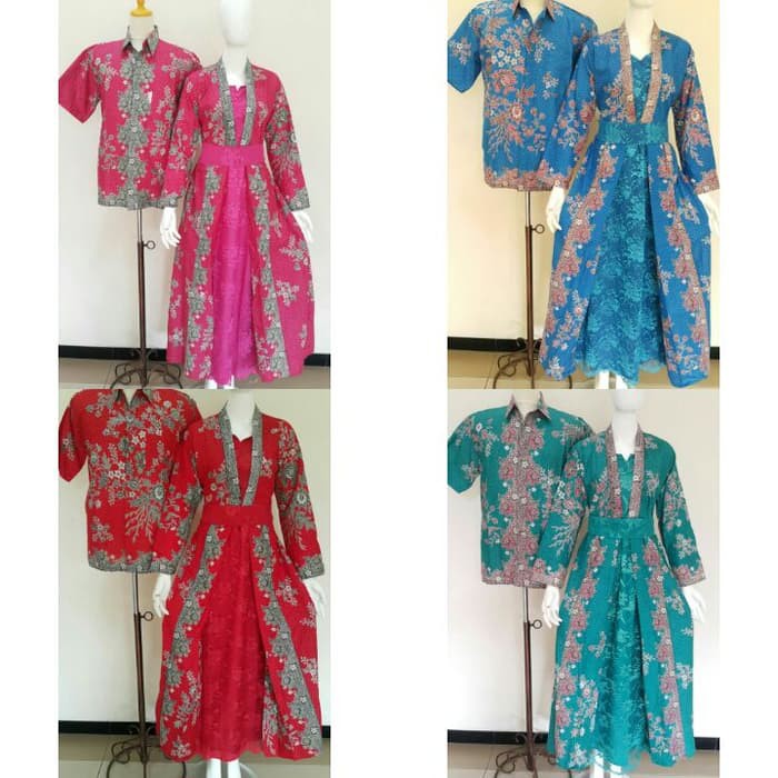Terbaru batik sarimbit gamis/batik couple katun +brokat/ sarimbit KD melatiPremium