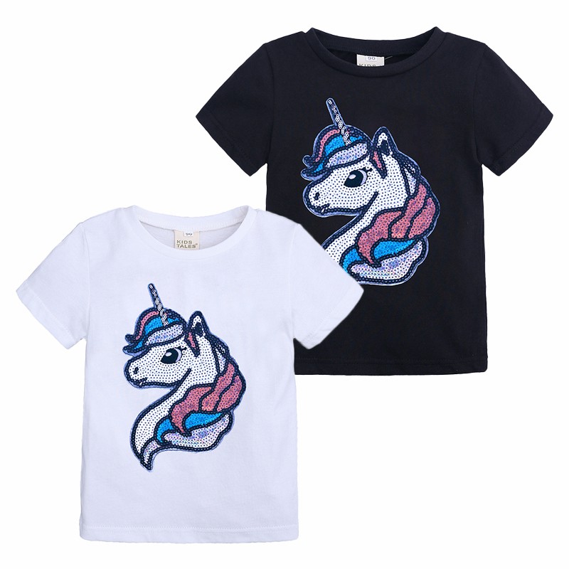 Kaos Lengan Pendek Anak Sequin Unicorn / Kaos Flip Sequin Unicorn