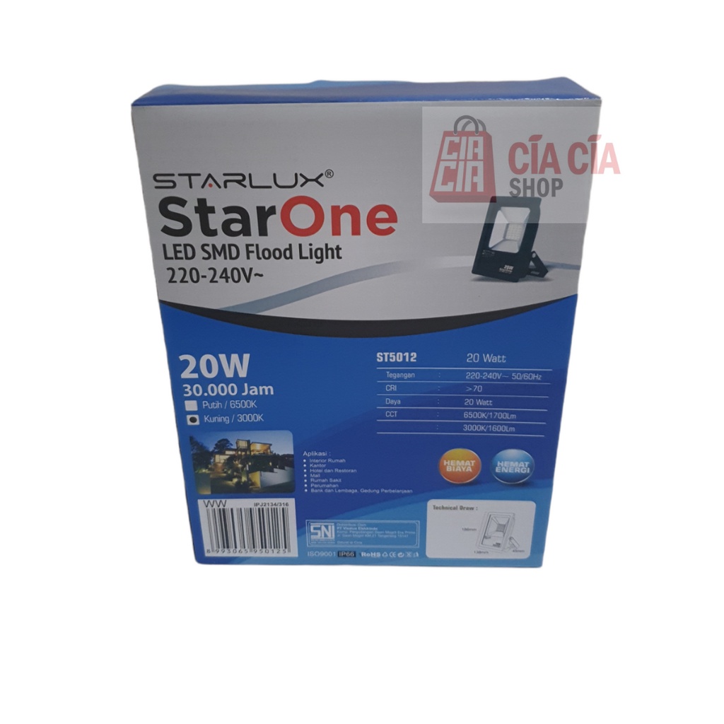 STARLUX STARONE Lampu Tembak 20 WATT Lampu Sorot LED 20W LED Flood Light 20 W