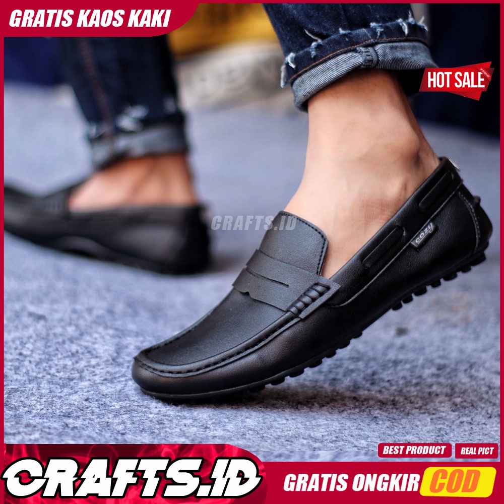 CRAFTS X VERONA Sepatu Formal Pria Kulit Sytetic Kerja Pantofel Cowok Casual Pria