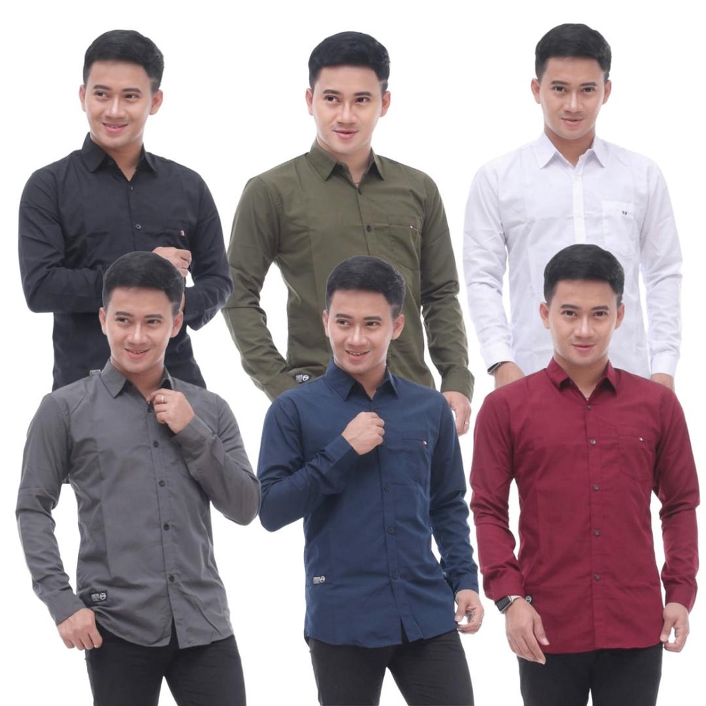 Warna Lengkap TERMURAH Kemeja Polos M L XL XXL XXXL Kerja Kantor Formal Lengan Panjang kemeja cowok polos lengan panjang slimfit hem pria kantor hitam navy putih maron army