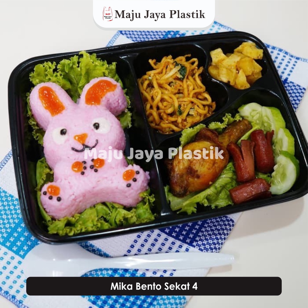 (Isi 25pcs) Mika Bento Sekat 4 +Tutup Tempat Wadah Makanan Sekali Pakai Tray Bintang Bento Lunch Box