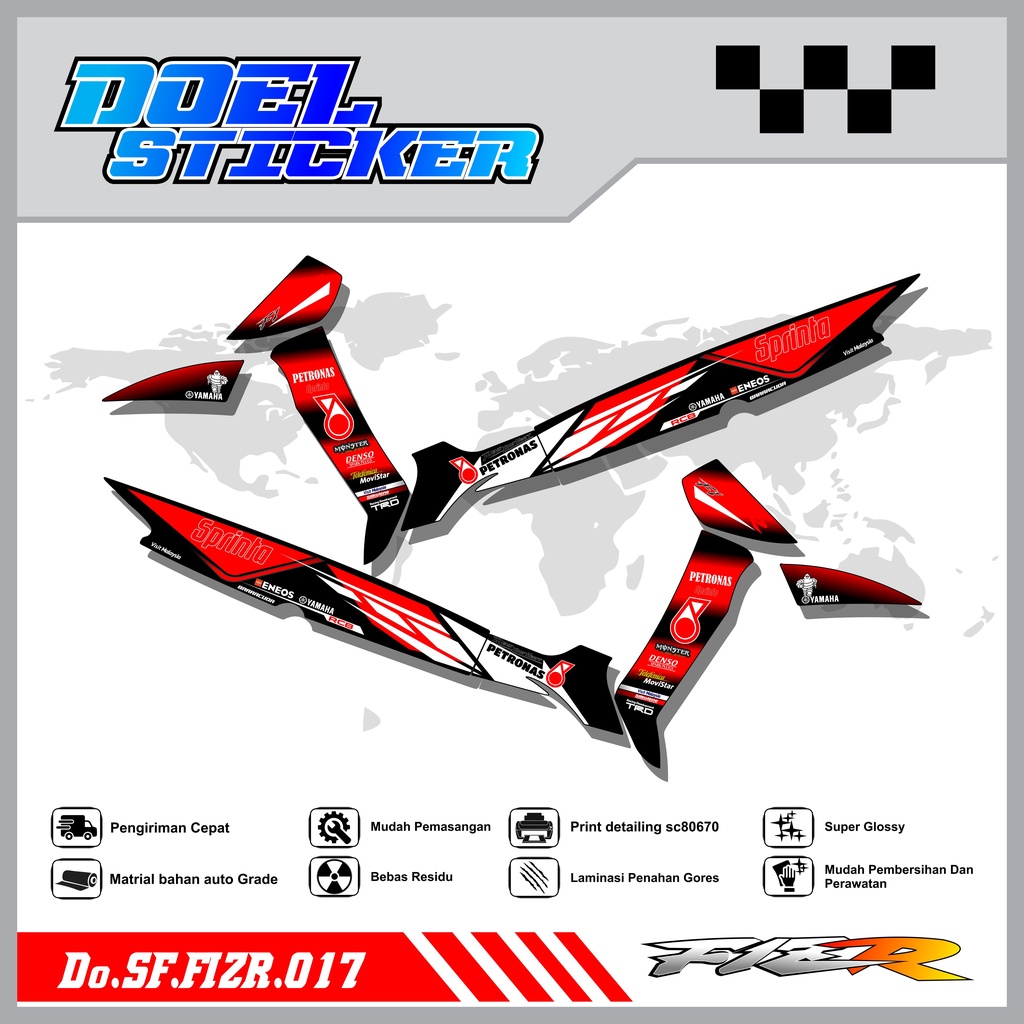 STICKER STRIPING FIZ R - STICKER STRIPING LIST VARIASI HOLOGRAM , CROME FIZ R DOEL 017
