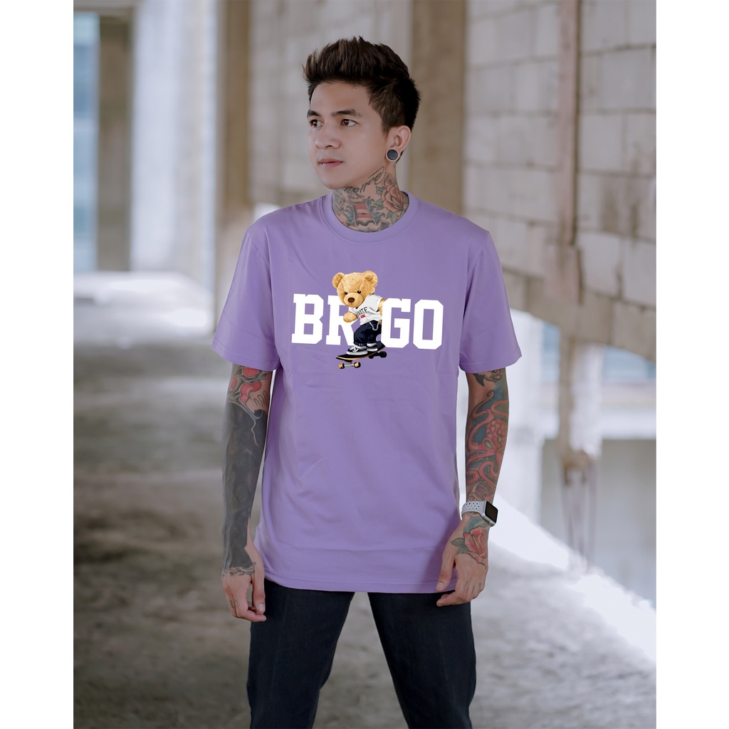 BRIGO Kaos Lengan Pendek Bear Skateboard II Kaos Distro BRIGO Beruang Skateboard II Kaos Katun Combed M-XL ( Pria &amp; Wanita )