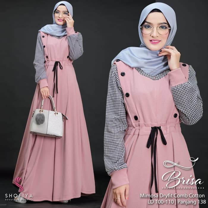 Dress Wanita Najibah BG0077 Gamis Syari Putih Benhur Abu Toska Navy Maroon Muslim Modis Modern White