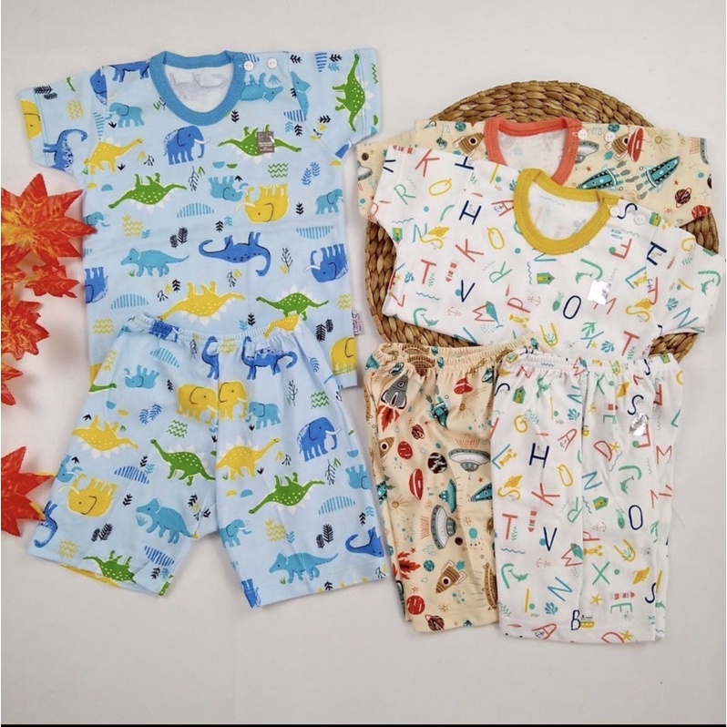 Little Q Setelan bayi 4-8 bulan 3 pasang / baju anak laki laki wanita 4 bulan