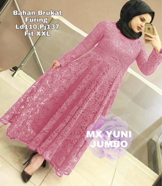 XVC - Maxi YUNI Brukat UKURAN (L - XXXL) / Maxi Terbaru / Maxi Dress Kekinian / Fashion Muslim-7