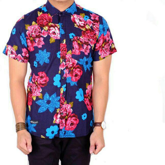 Brotherholic Baju Cowok Batik Songket Lengan Pendek Slimfit / Kemeja Batik Pria Pendek Hitam Slim