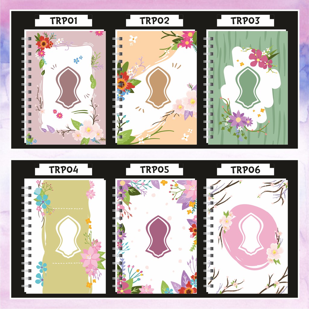 

Notebook / Ring Note Terompah Muslimah Flower / Floral Unik Lucu Spiral A5 Murah