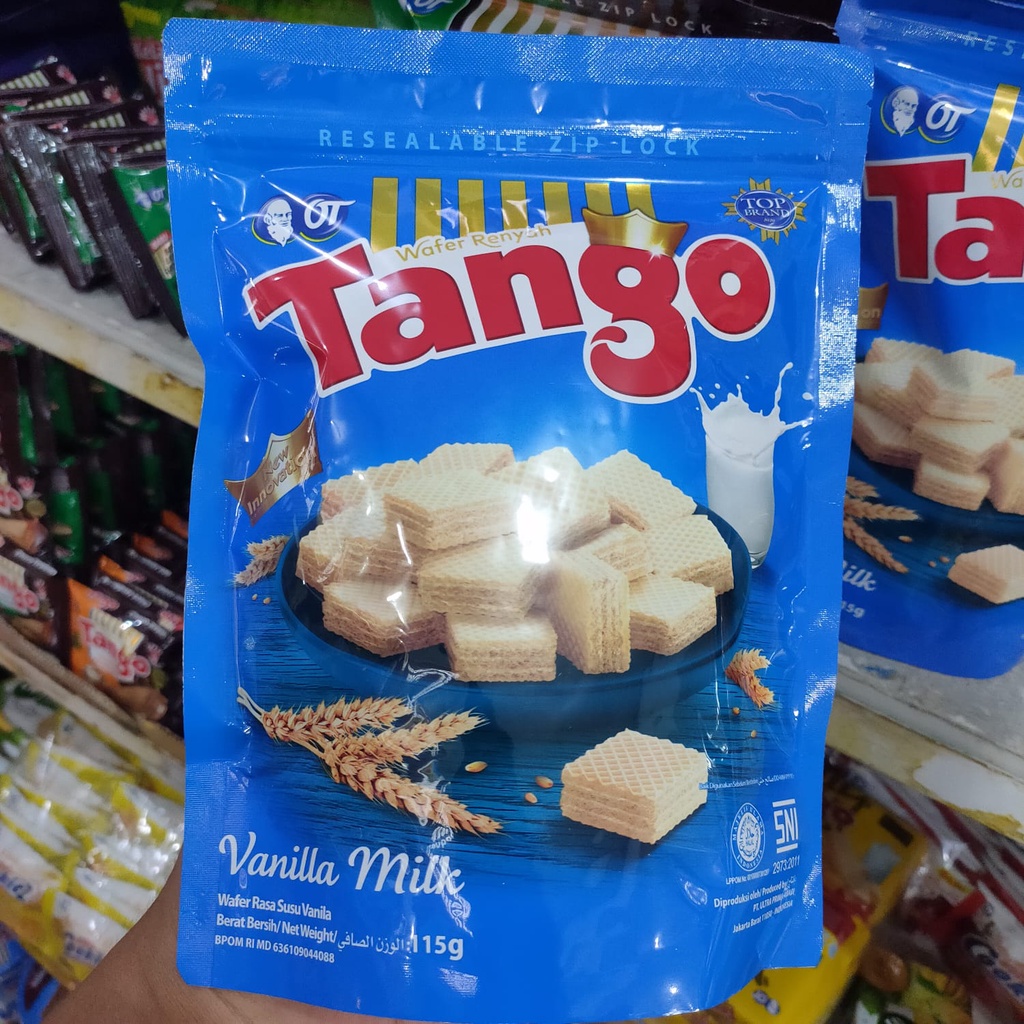 TANGO Wafer Renyah Pouch 115gr Rasa Vanilla Milk/ Satuan
