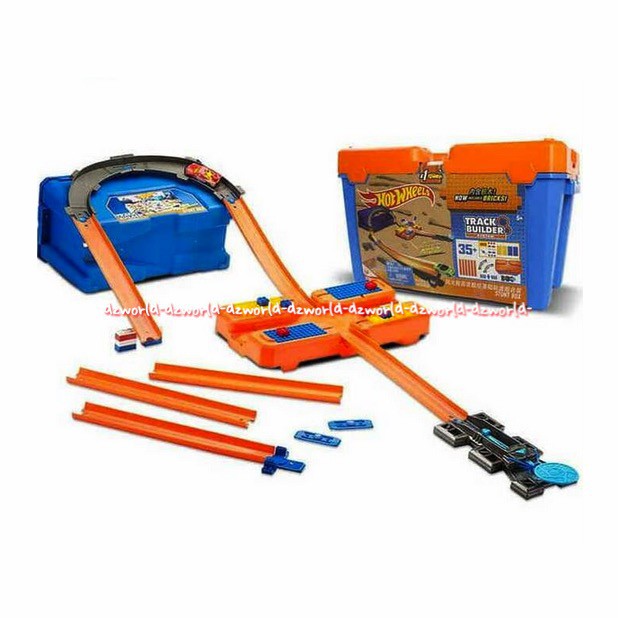 Hot Wheels Track Builder Stunt Box 35pcs Brick Included Mainan Anak