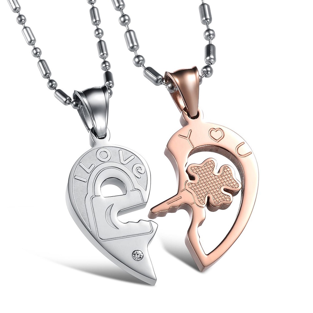 Kalung Couple KL136 Stainless Steel / Titanium Premium Fashion Wanita Kalung unik Lucu Keren Copel /Deluna/ BS