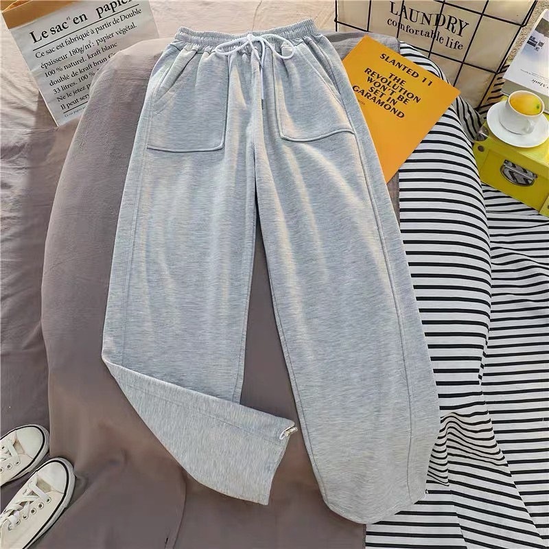 Celana Jogger Polos Caka Sweat Pants Pakaian Olahraga Wanita Clana Panjang Murah Modern Bawahan Kasual Untuk Harian Rumahan Daily OOTD Latihan Dance Senam Zumba Running Terbaru-Grey