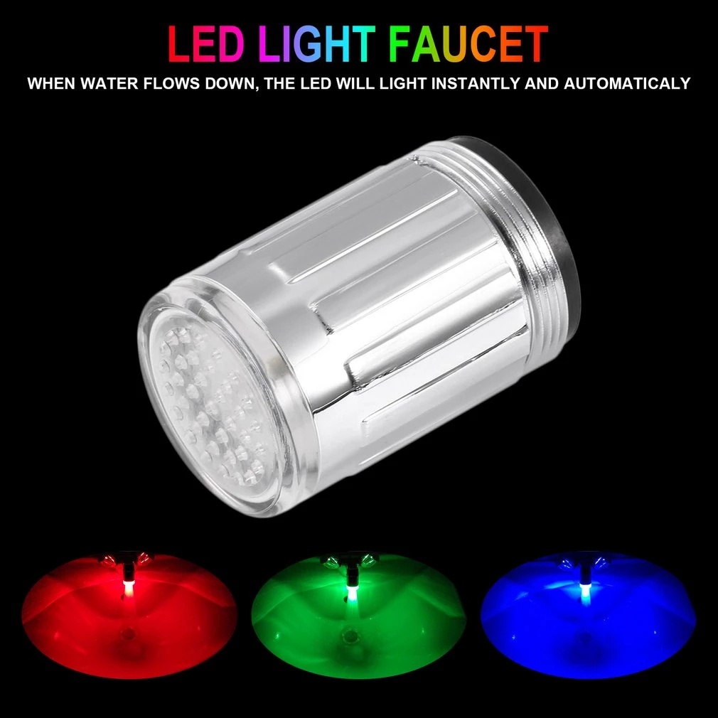 Keran Air Dengan Lampu Led Sensor Suhu Dapat Berubah Warna Untuk Dapur / Kamar Mandi