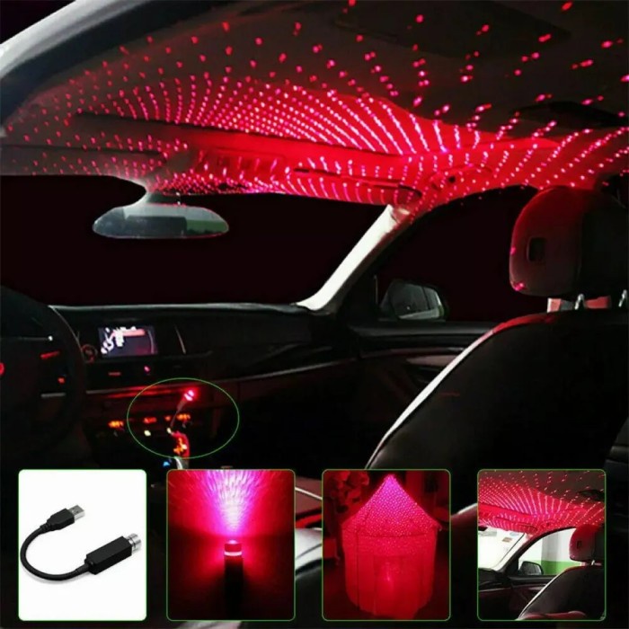 Lampu Laser Proyektor Led USB Bintang Plafon mobil Kamar 9 Mode RGB