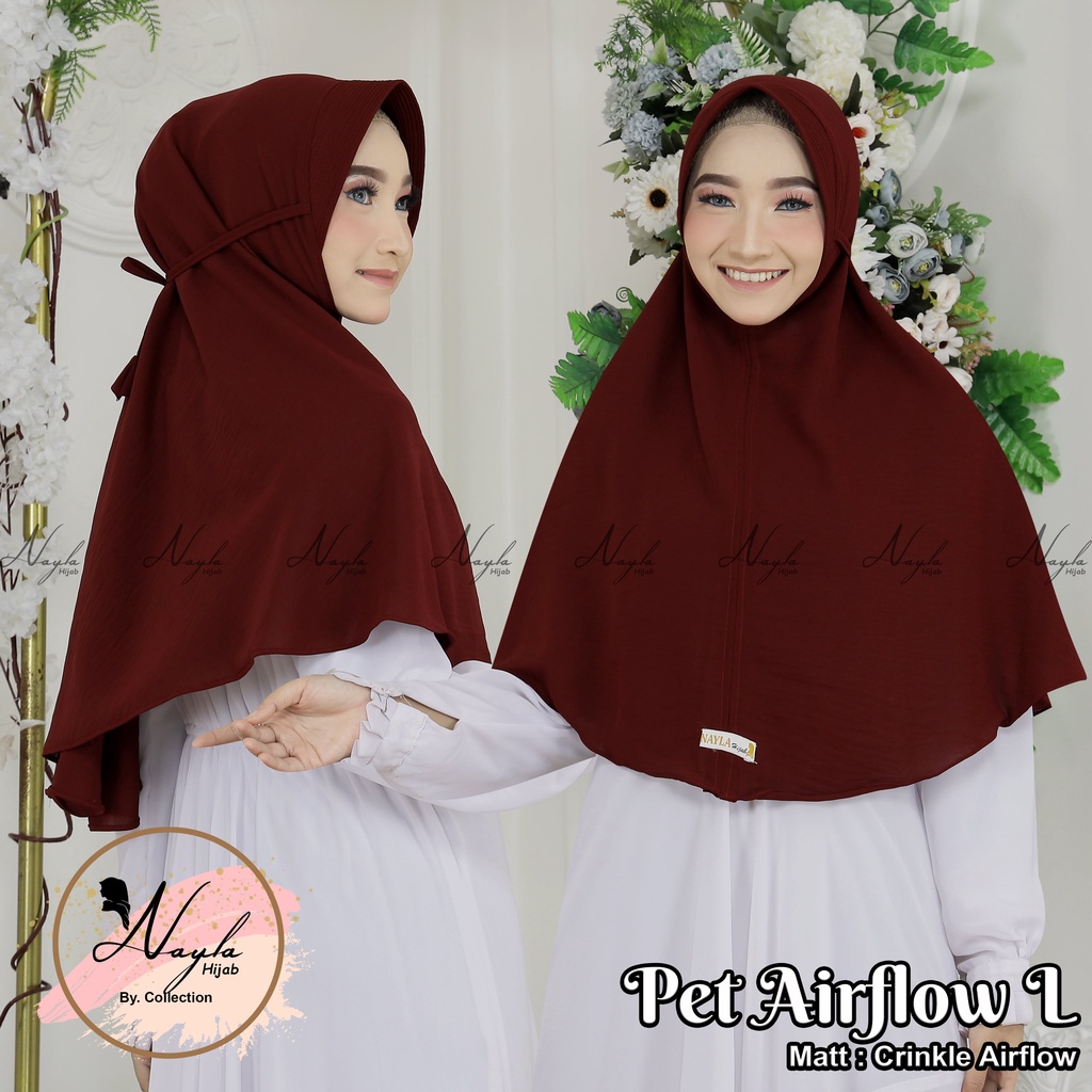 BERGO MARYAM PET TALI AIRFLOW SIZE M,L,XL HIJAB INSTAN TALI CRINKLE AIRFLOW PREMIUM PASAR HIJAB