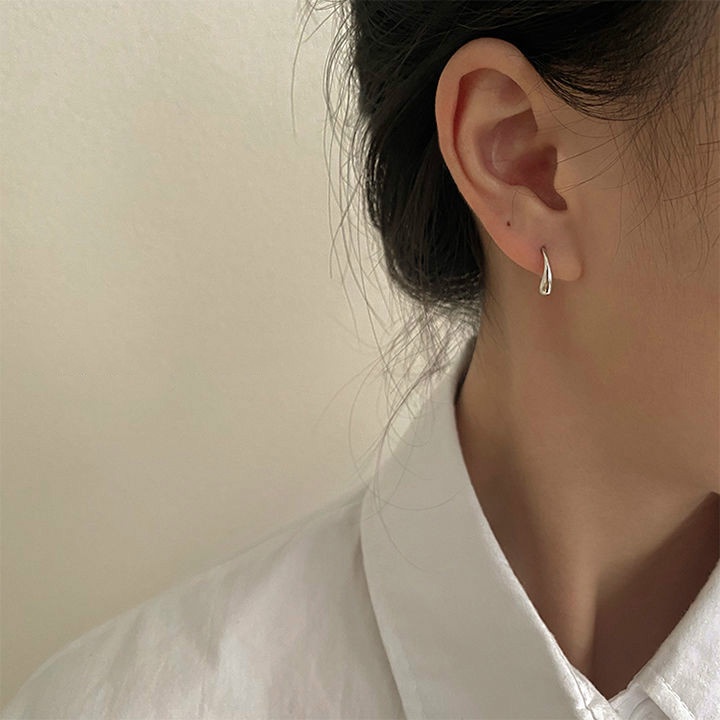 925 Silver Needle Stud Droplet Simple Minimalist Style Earring Jewelry