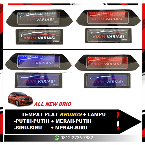 TEMPAT PLAT KHUSUS ALL NEW BRIO + LAMPU (BIRU &amp; PUTIH)