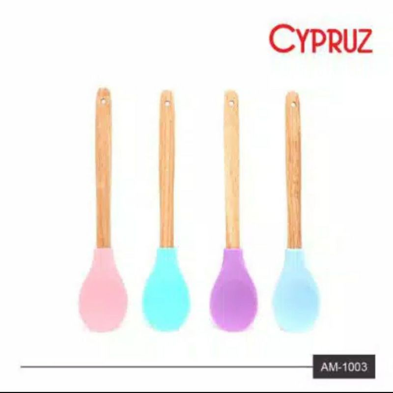 Serving Spoon Silicone + Gagang Bamboo Silicone Series Cypruz AM-1003