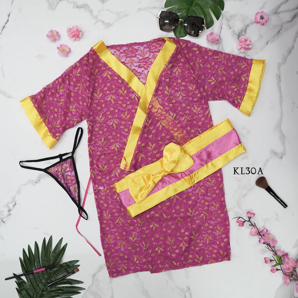 [LIMITED STOCK] KIMONO LINGERIE BAJU TIDUR WANITA KIMONO JEPANG FUSCHIA KL30A