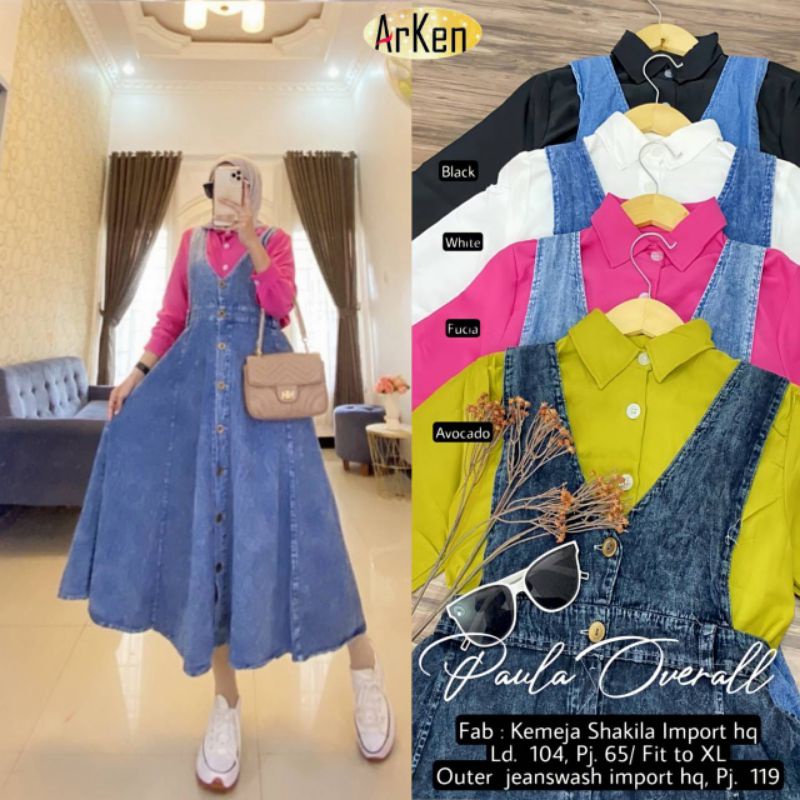 paula overall kemeja shakila import hq jeanswash import hq arken