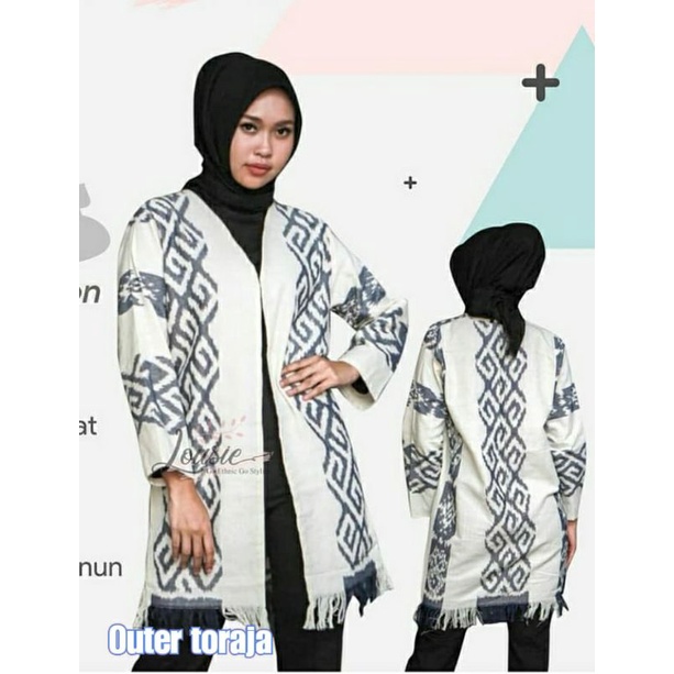 Outer unik rumbai warna putih tulang
