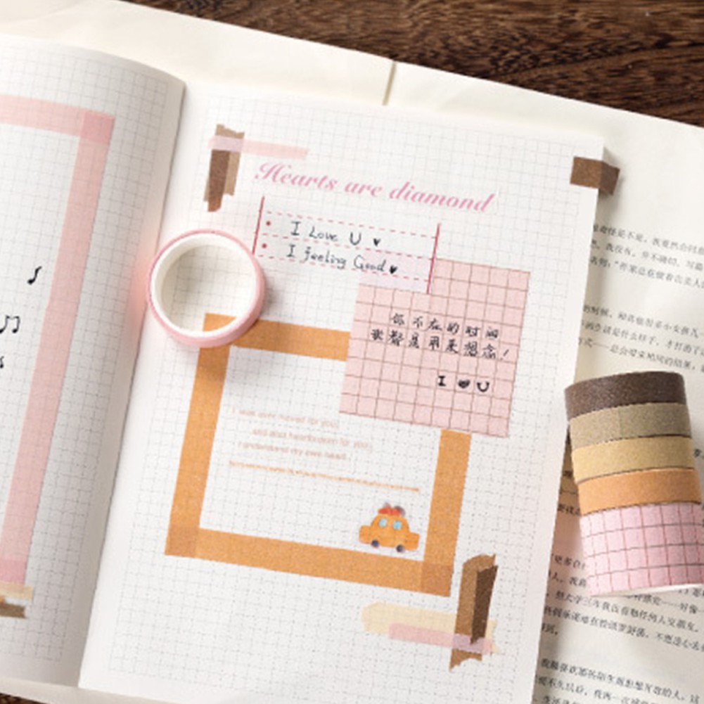 (Hot Sale) 10 Pcs Selotip Washi Warna-Warni Fantastis Untuk Dekorasi Buku Harian Diy
