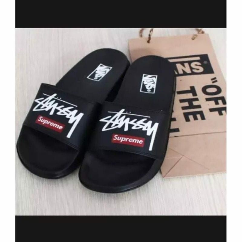 (COD) sandal Slop/sandal karet Suprem.e (Stussy) Pria/Wanita