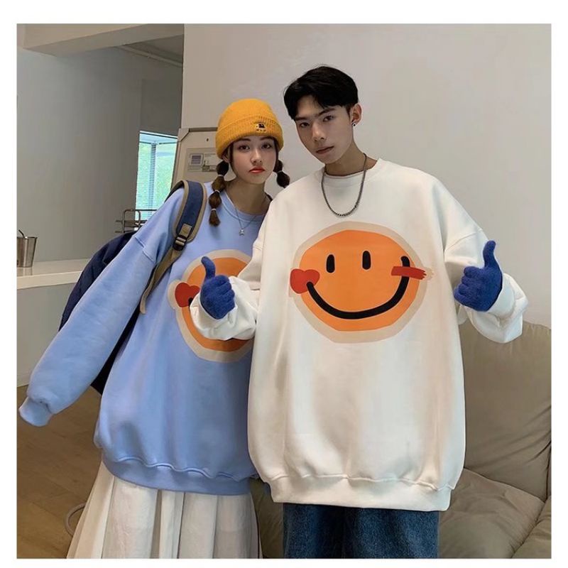 Sweater Smile Smiley ( S - 6XL ) Creewneck Korean Harajuku Style BIGSIZE Cute Happy Unisex Oversize Sweatshirt