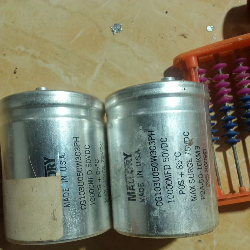 ELCO BEKAS MALLORY 10.000uf/50v Asli cabutan buil up