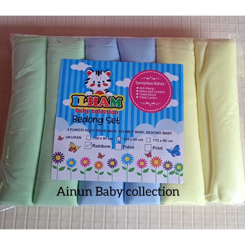 6PCS BEDONG BAYI POLOS BEDONG BAYI RAINBOW ILHAM TERBARU UK 90X115CM &amp; 90x110cm