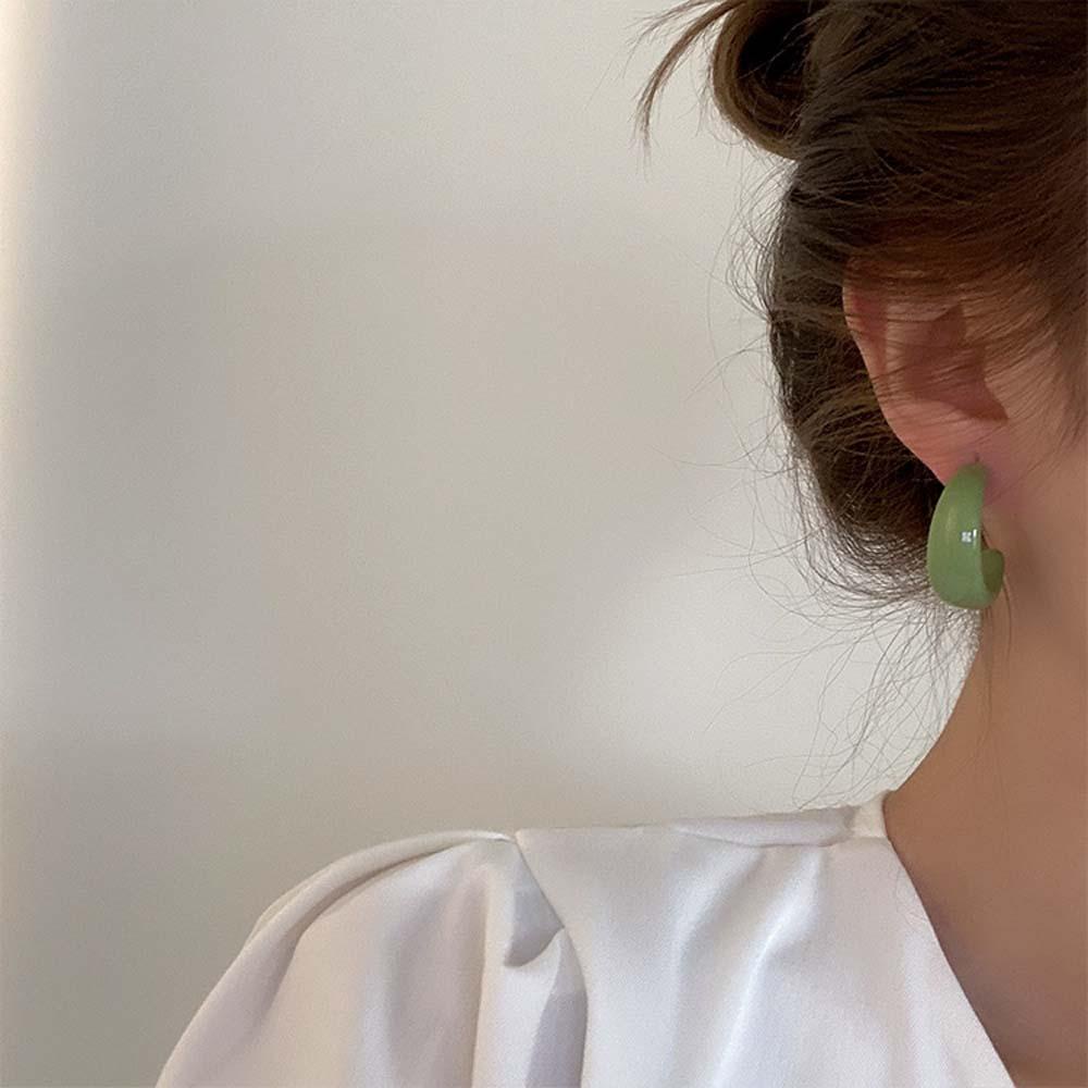 Needway   Anting Berbentuk C Geometris Sederhana Wanita Gaya Keren Perhiasan Fashion Cewek Korea