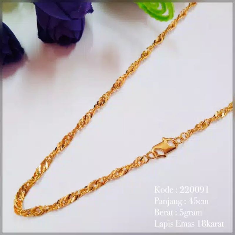 Kalung Rantai Lilit Perhiasan Lapis Emas Lucky Fashion Jewelry