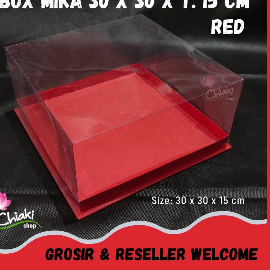 

Box Mika MERAH Uk 30 x 30 x T. 15 cm RED Cake Pudding Tart Dus Merah Karton Tebal CHIAKI