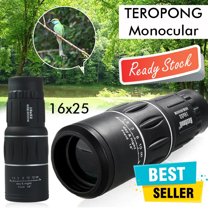 Teropong Monocular Bushnell 16 x 52 HQ Original Tidak Bisa Zoom Monokular Hiking Camping Outdoor