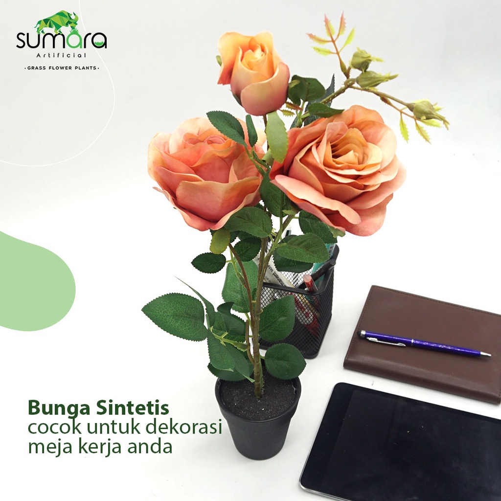 Bunga Mawar Peach Sintetis