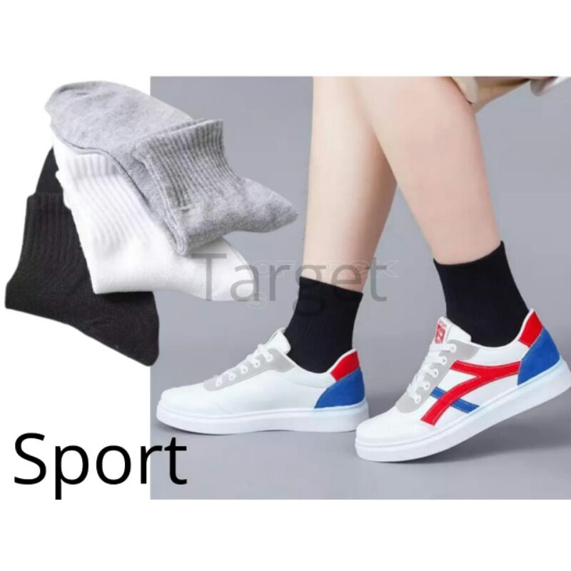 kaos kaki polos olah raga / kaos kaki spor pendek pria wanita (mk karet)