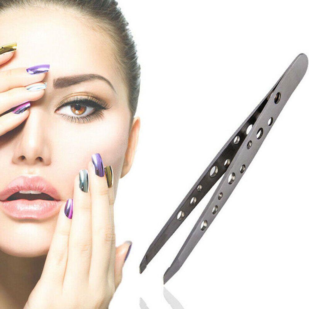 Rebuy Pinset Profesional Stainless Steel Jenggot Pinset Alat Makeup Klip Alis Bevel