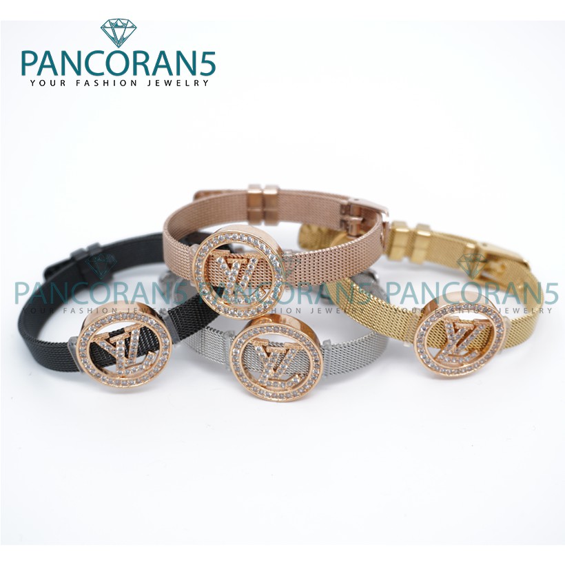 Gelang Titanium Liontin LV