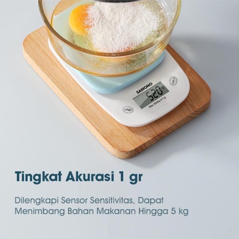 Samono 5KG Timbangan Elektrik Dapur Digital LCD Display bahan Plastik Akurasi 1 gram  SW-KS01 Biru