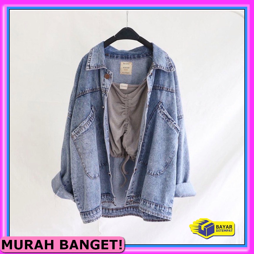 Jaket Jeans Wanita Crop Import Croptie Jeans Jacker Import Jaket  OW607 Sisilia Oversize Denim Jac