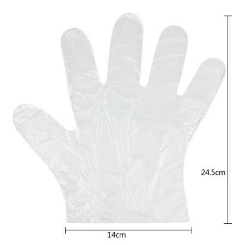Sarung Tangan Plastik Isi 100pcs Disposable Plastic Gloves Sekali Pakai Bening Polos Transparent