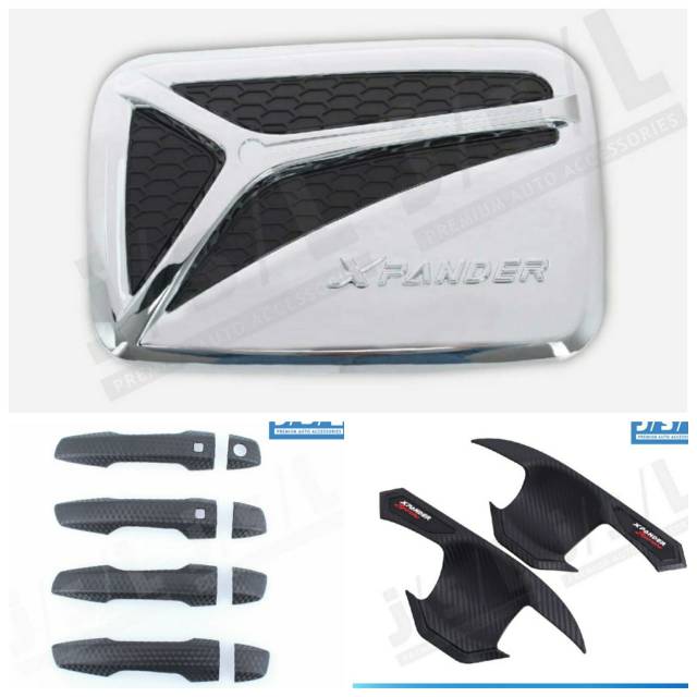 Paket outer, handle dan tank cover Xpander Hitam Chrome carbon jsl