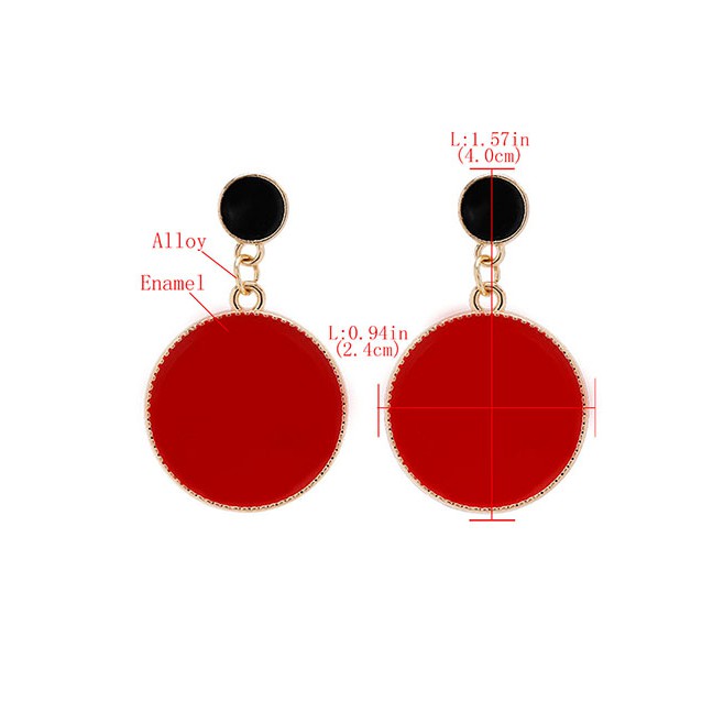 LRC Anting Tusuk Fashion Multi-layered Round Alloy Drip Oil Geometric Earrings D92191